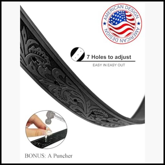 2 Pack Western Belt Straps Without Buckle PU Leather 1.5\